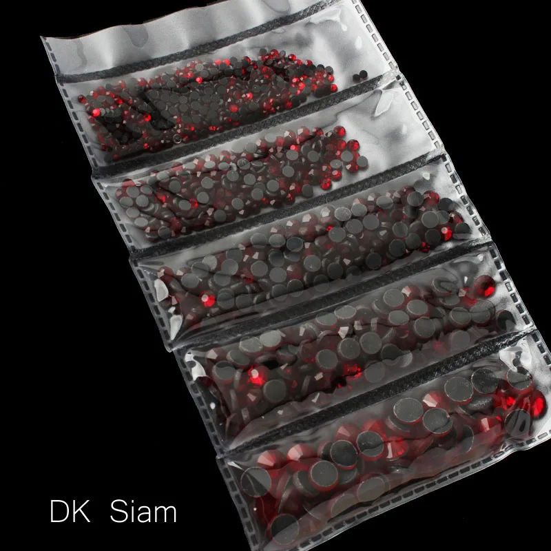 DK siam Новая упаковка 1200 шт смешанные размеры Горячая фиксация Стразы Блестящий Кристалл SS6-SS30 для одежды DIY - Цвет: DK siam