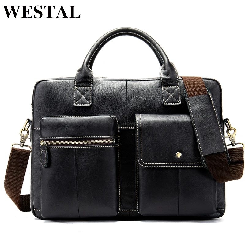 Портфель WESTAL мужской из натуральной кожи сумка для ноутбука офисный саквояж