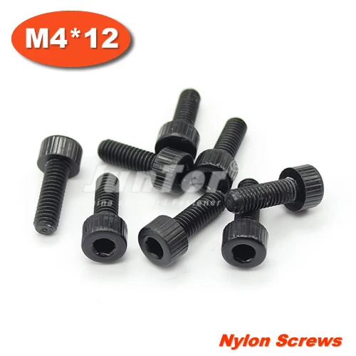 500pcs/lot M4*12 Black Nylon Allen Bolt Hex Socket Head Cap Screws |