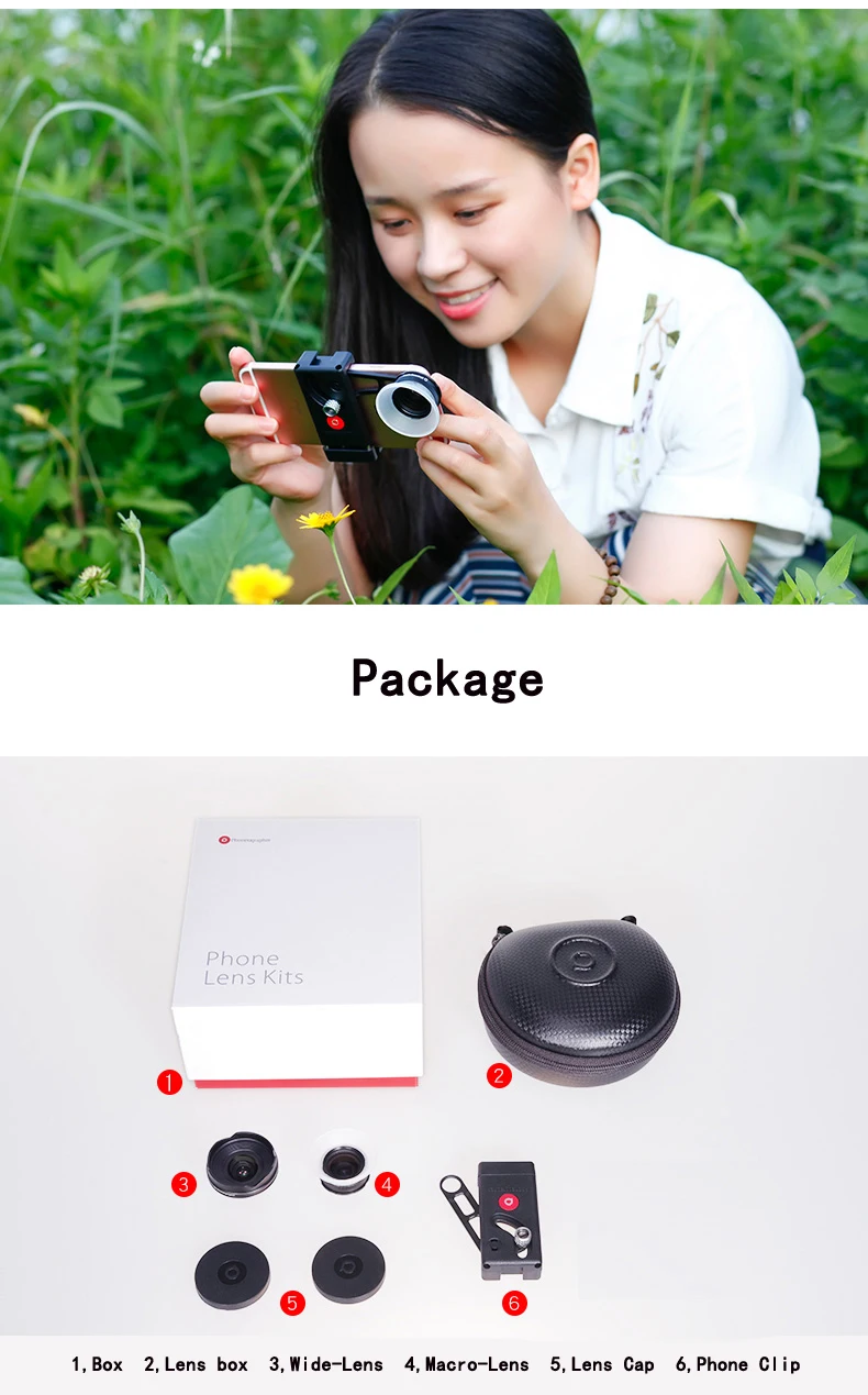 Phoneographer Мобильный объектив Внешнее Зеркало высокой четкости Набор Универсальный мобильный телефон объектив макрообъектив широкоугольный объектив