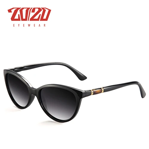 C01 Black 20/20 Марка Дизайн Vintage Поляризованные Солнцезащитные Очки Cat Eye Женщины Градиент Линзы Солнцезащитные Очки Оттенки Женские Очки cuculos PL356 - Цвет линз: C01 Black