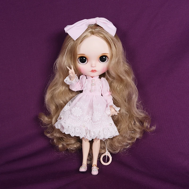 Кукла Blyth 1/6 шарнир тело ручная роспись матовое лицо белая кожа блонд розовый милый костюм куклы 30 см DIY BJD SD игрушки подарок AB ручной набор