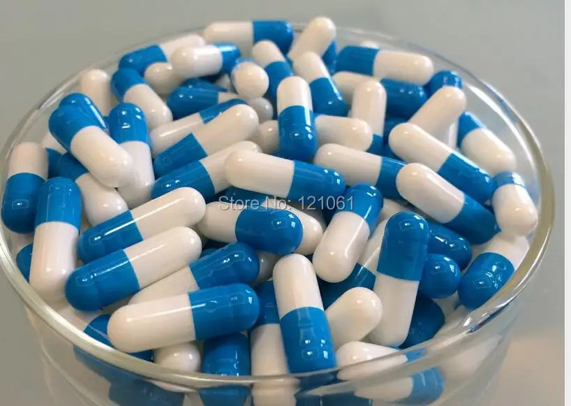 

2# 1,000pcs! blue-white colored empty capsules size 2,hard gelatin empty capsules(joined or seperated capsule available!)