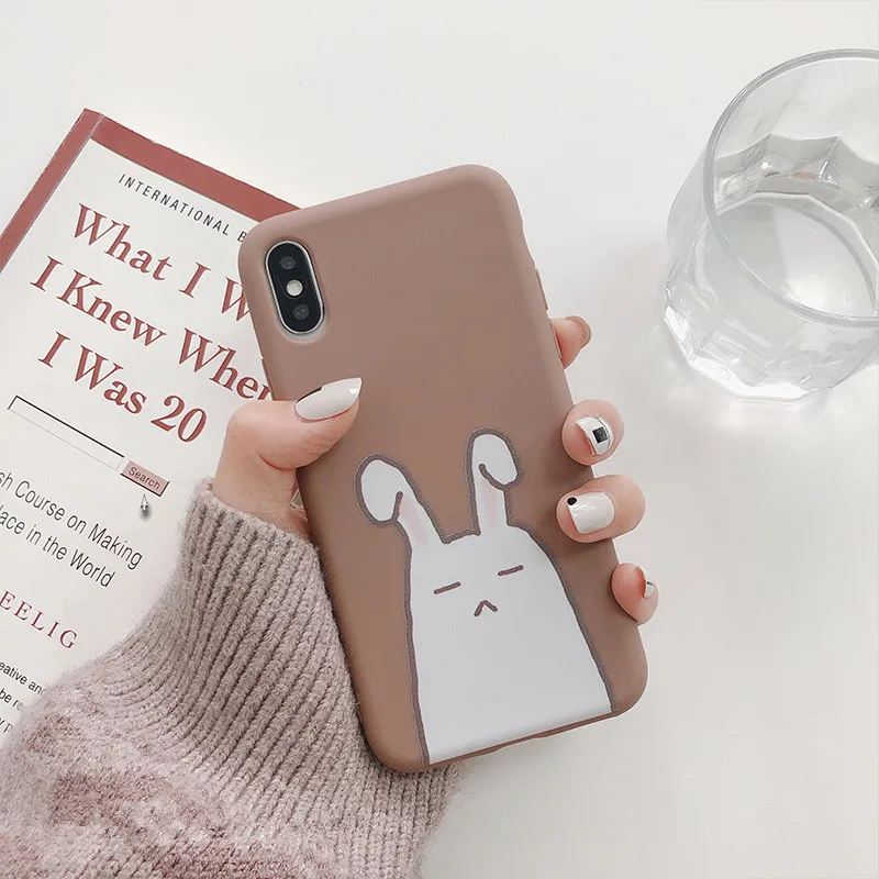 Милый мультфильм кролик корпус с рисунком крышка телефонные чехлы для iPhone X XS MAX XR