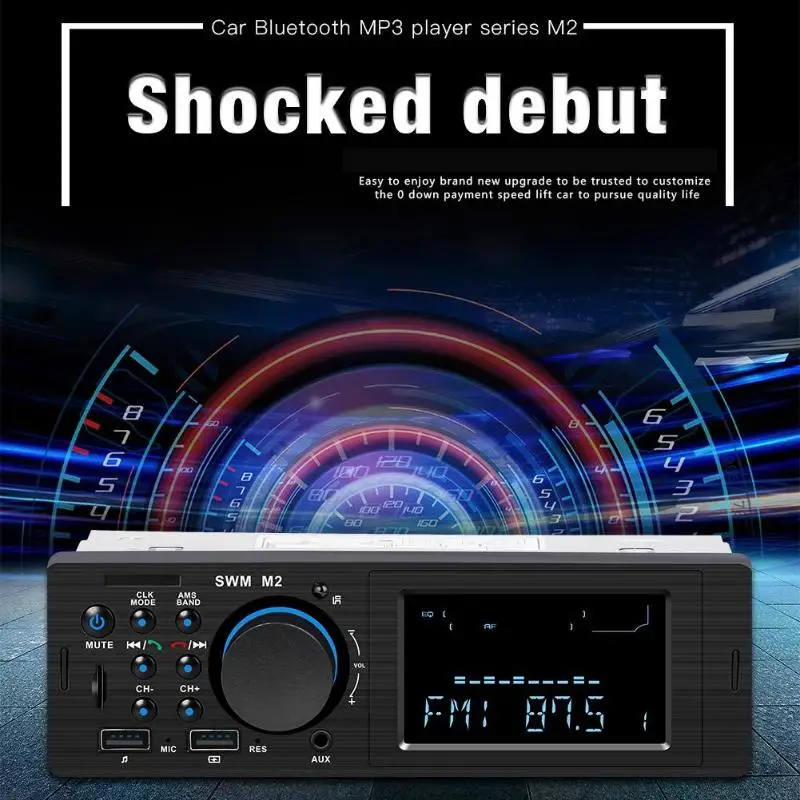 SWM M2 автомобильный стерео MP3 музыкальный плеер FM Музыкальный радио Bluetooth 4,0 TF AUX двойной usb зарядка для iOS/Android головное устройство