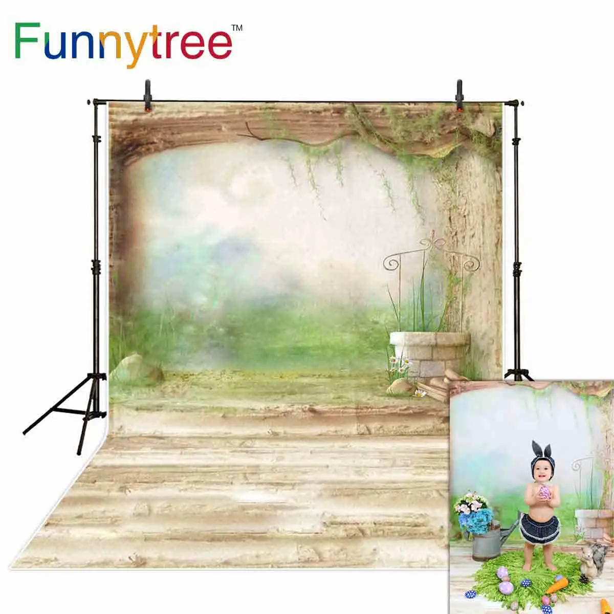 

Funnytree background for photo studio watercolor spring easter children fairy tale backdrop photocall photobooth prop fabric