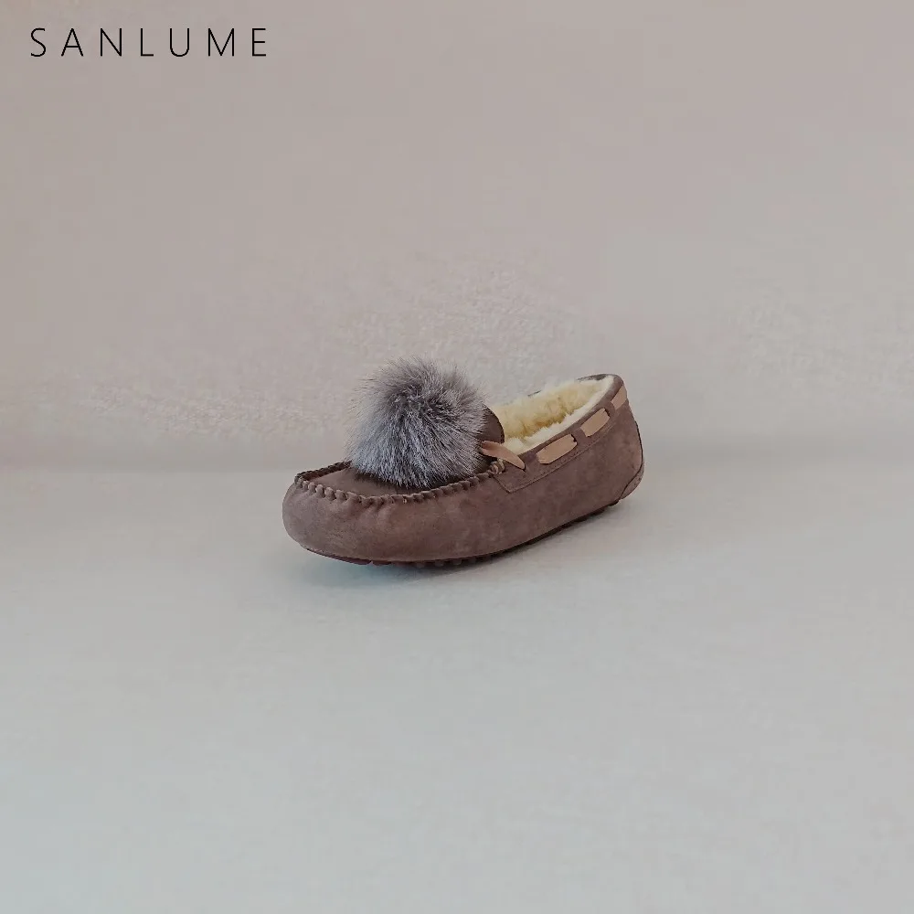 SANLUME/Повседневные лоферы на плоской подошве зимняя обувь из натуральной кожи