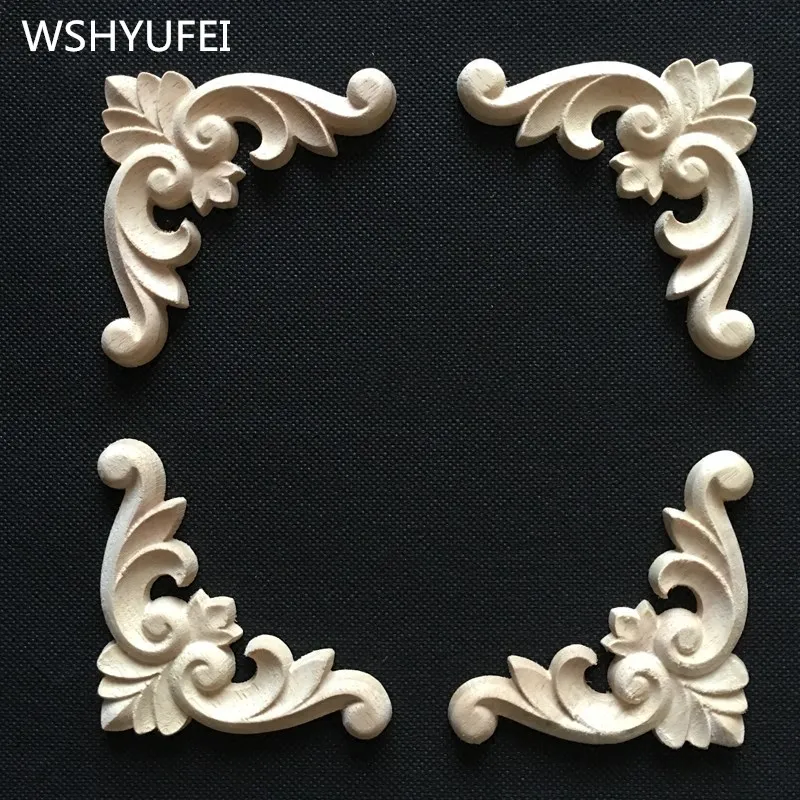 WSHYUFEI цветы резьба по дереву натуральная древесина аппликации для мебели шкафа