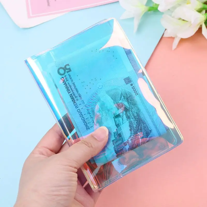 

Fashion New Women Men Transparent Travel Holographic Passport Holder ID Card Case Cover Credit Organizer Protector Casual 2019