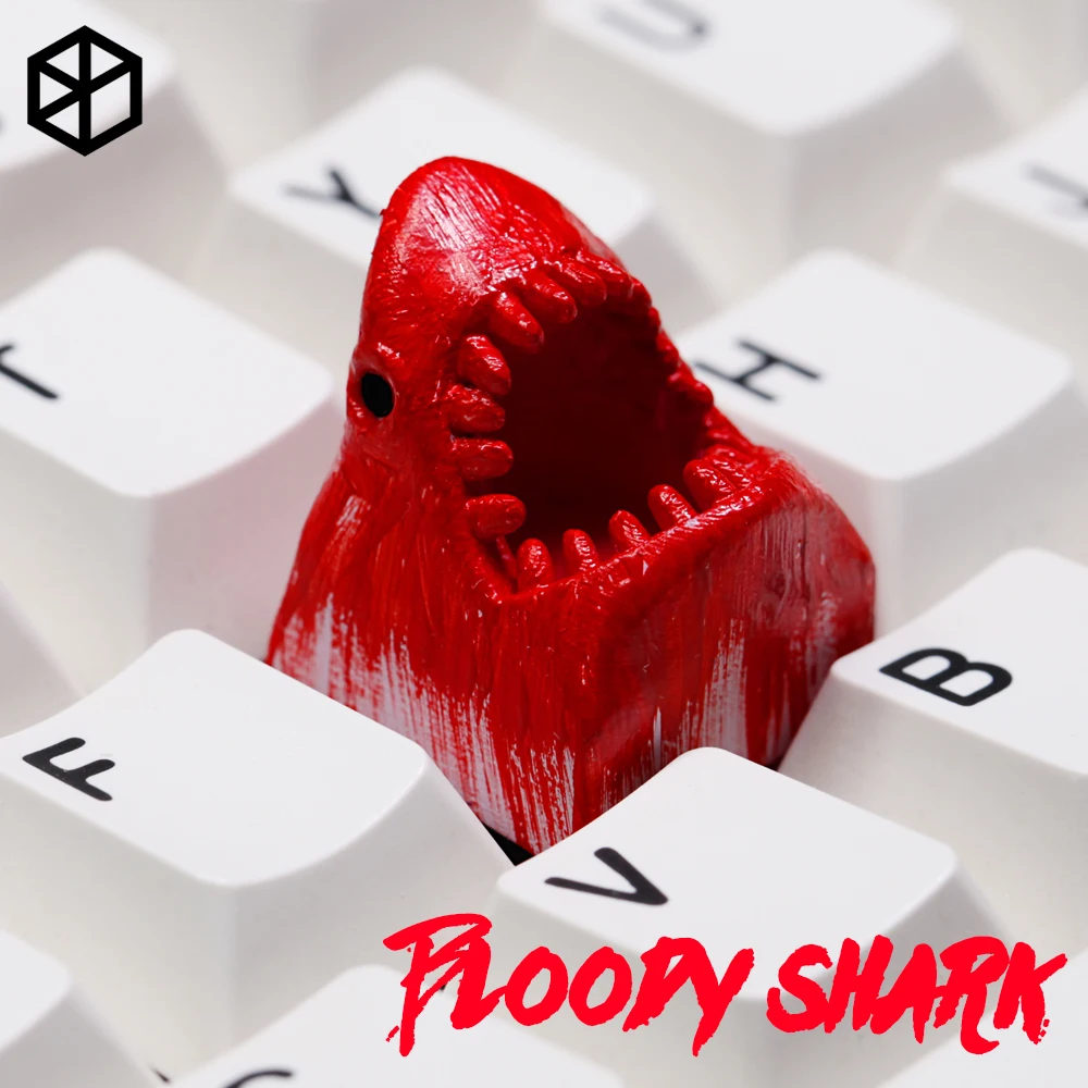 Новинка блестящие колпачки для ключей с 3D принтом pla bloody big shark изготовленные на