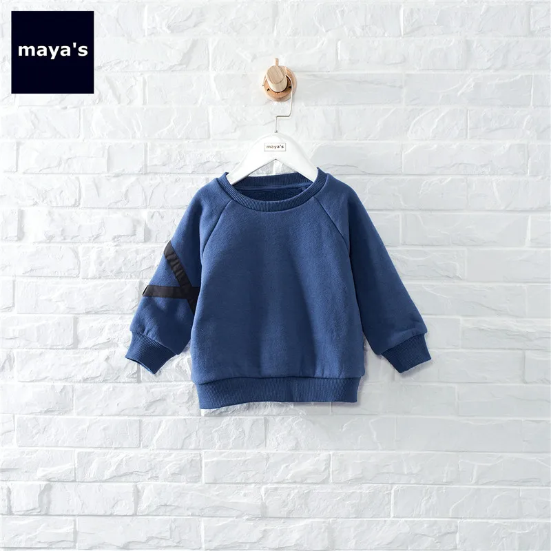 Mayas 2019 Fashion Blue Boys Winter Warm Sweatshirts Girls Basic Thickening New Shirts Kids Loose Cotton Cool Causal Tops 81256 | Детская