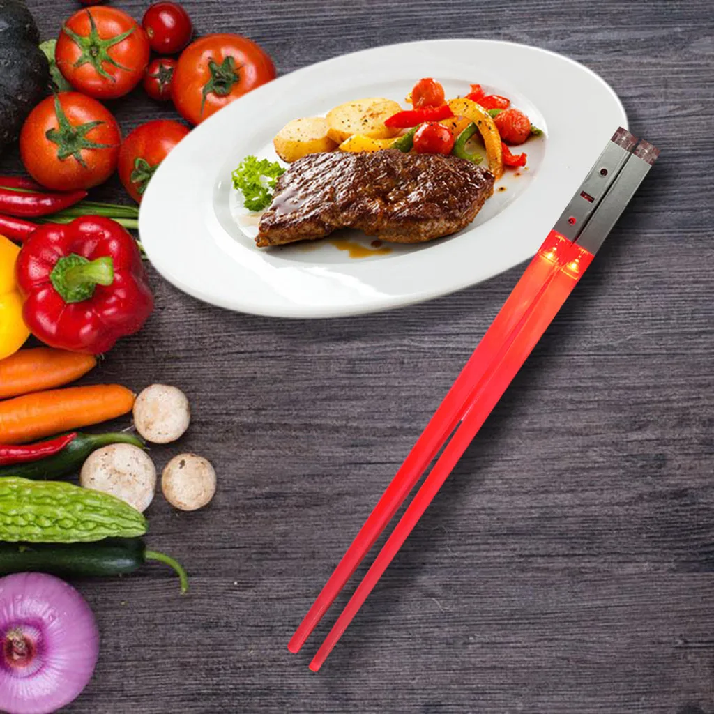1 пара светодиодный палочки для еды светящиеся легкие портативные кухонные
