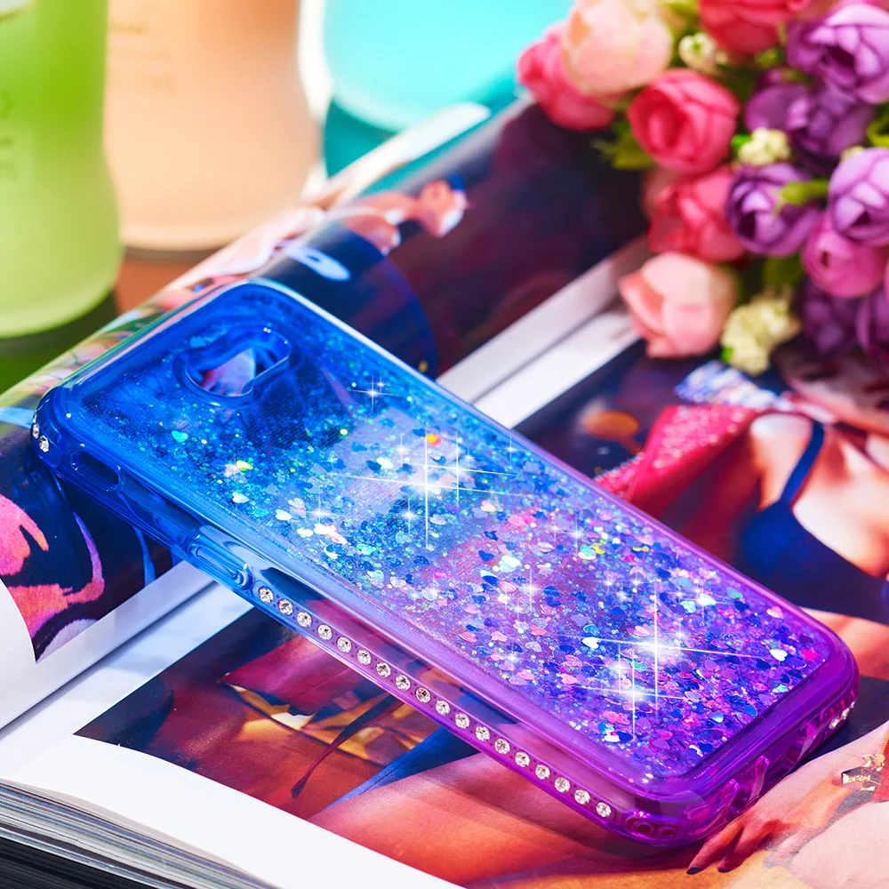 Чехол с блестками для Samsung Galaxy Sol 2 Amp Prime J3 Emerge милый Блестящий бампер жидкостью и
