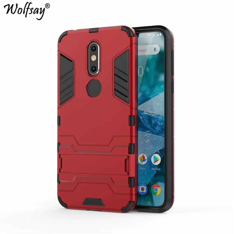 Wolfsay Cover For Nokia 7.1 Case Slim PC + Soft Rubber Armor Phone Fundas for TA-1085 TA-1100 |