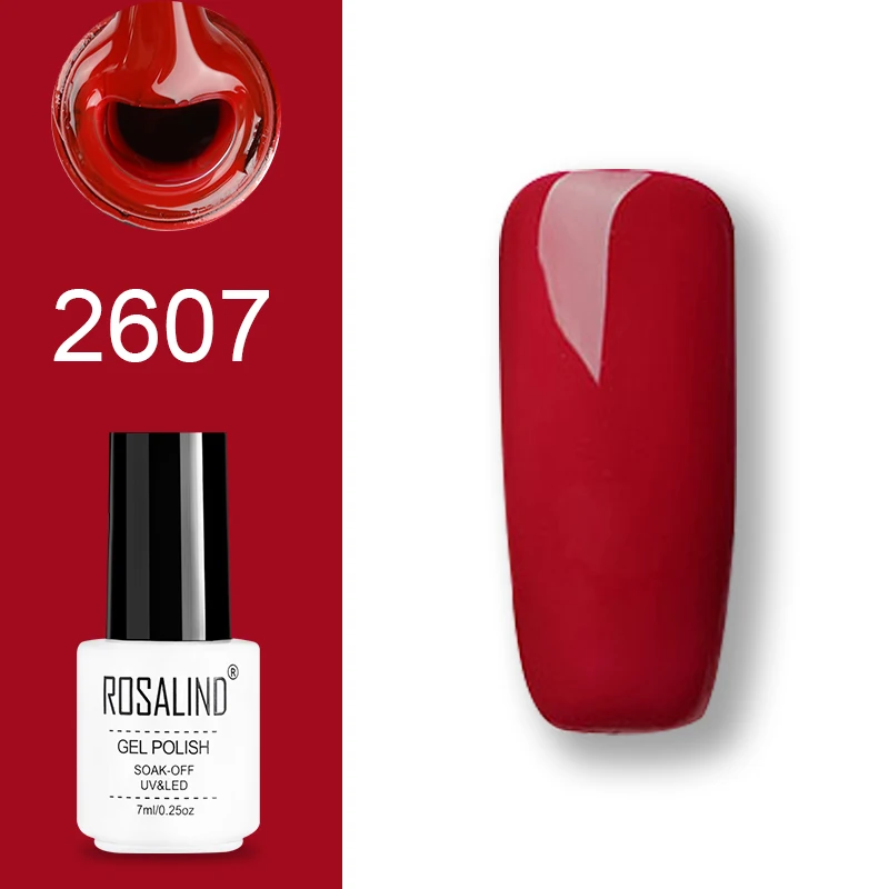 2607 ROSALIND набор гель-лаков UV Vernis полуперманентный праймер верхнее покрытие 7 мл полигель-лак для маникюра - Цвет: 2607