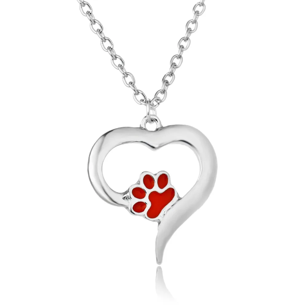 3 шт. Милая Красная кошка собака лапа любовь сердце животные следы подвеска и