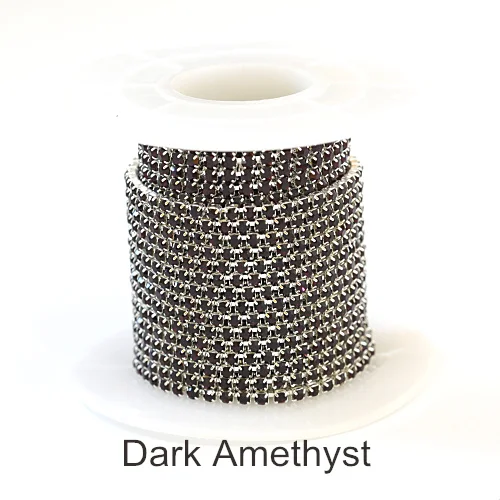 Dark amethyst SS6, 1 ярд, 5 ярдов, Красочные Стразы, цепочка, стекло, ПРИШИТАЯ отделка, с серебряным интенсивным коготком, для украшения своими руками, F0091 - Цвет: Dark amethyst