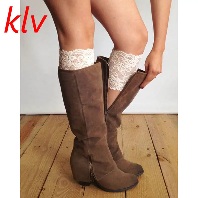 Модные Сакси Стрейчевые женские гетры KLV для девочек ног с цветочным дизайном