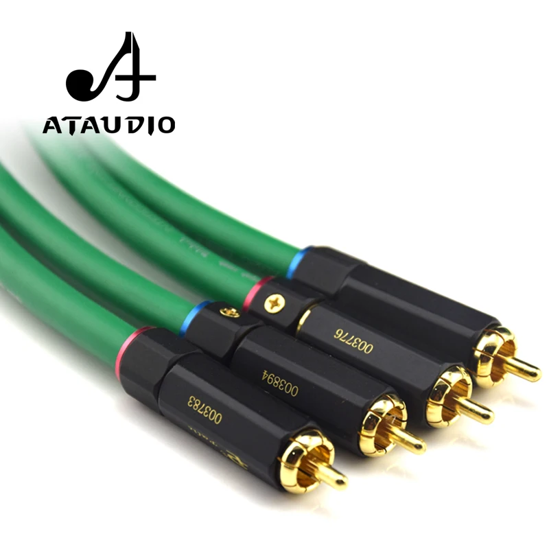 ATAUDIO Hifi посеребренный кабель 2RCA DVD усилитель Интерконнектор Двойной RCA Папа