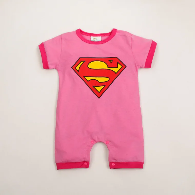 Pink Short Sleeved Одежда с суперменом; Комплект для малышей с короткими рукавами; Одежда для мальчиков; платье для девочек; комбинезон на Хэллоуин для новорожденных; комбинезон для младенцев; костюмы - Цвет: Pink Short Sleeved