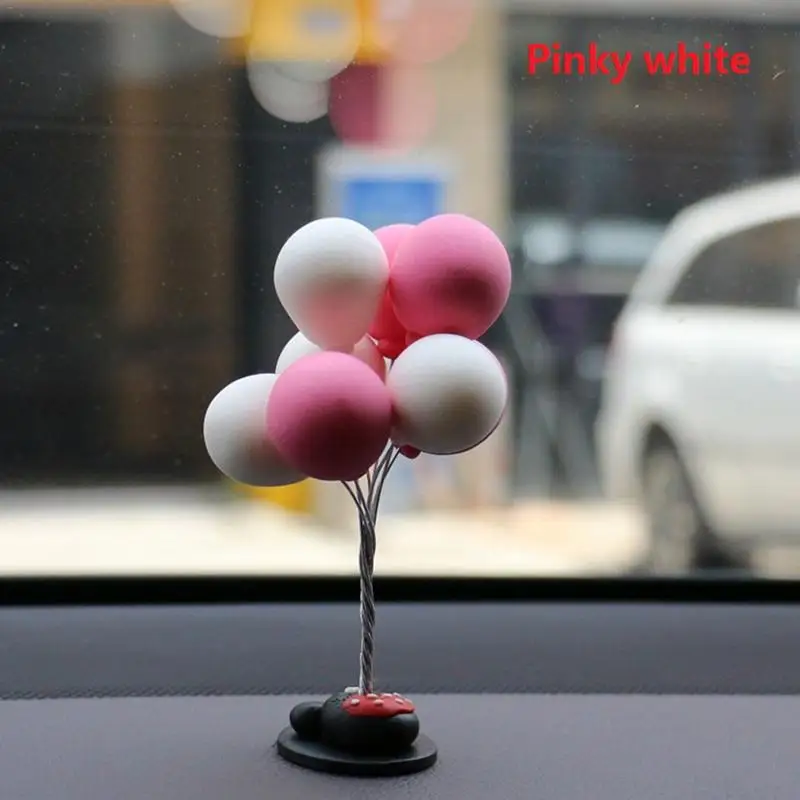 Pink and White Автомобильные аксессуары, украшение, романтическая атмосфера, полимерный шар, милый мультяшный автомобиль, мини-шар, Прямая поставка - Название цвета: Pink and White