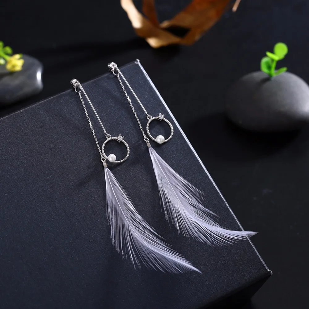 INALIS серьги с перьями свисающие для женщин Brincos Bijoux Букле д 'Орель ювелирное