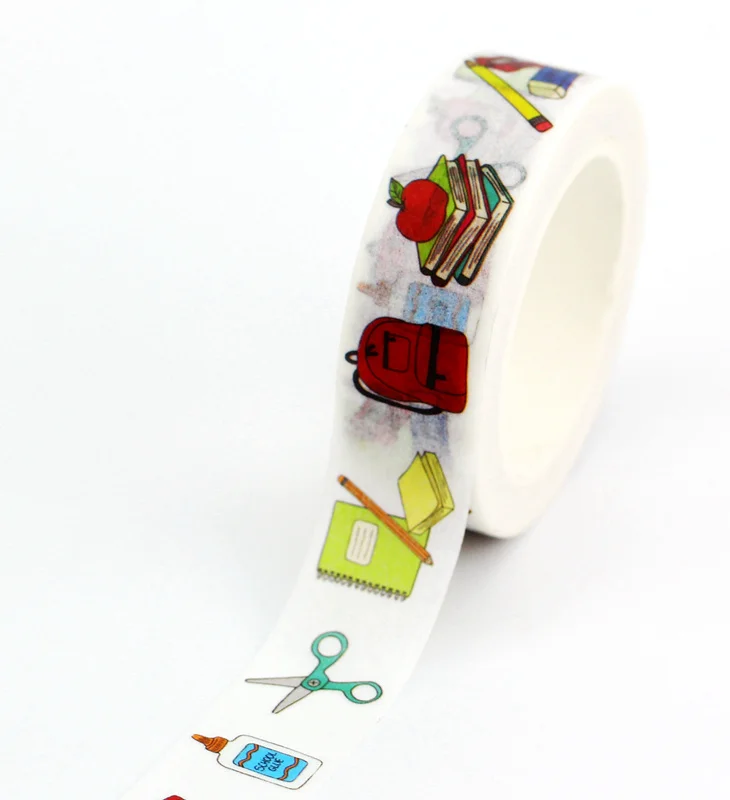

1.5cmx10m Cute School Day Designs Decorative Washi Tape Paper Set DIY Scrapbooking Planner Masking Tape Adhesive Tape Stationery