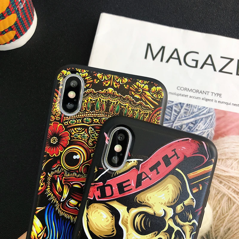 Прохладный Череп со змеей мечом узор чехол для iPhone X 7 8 6 S плюс XR XS Max Beast Мягкий