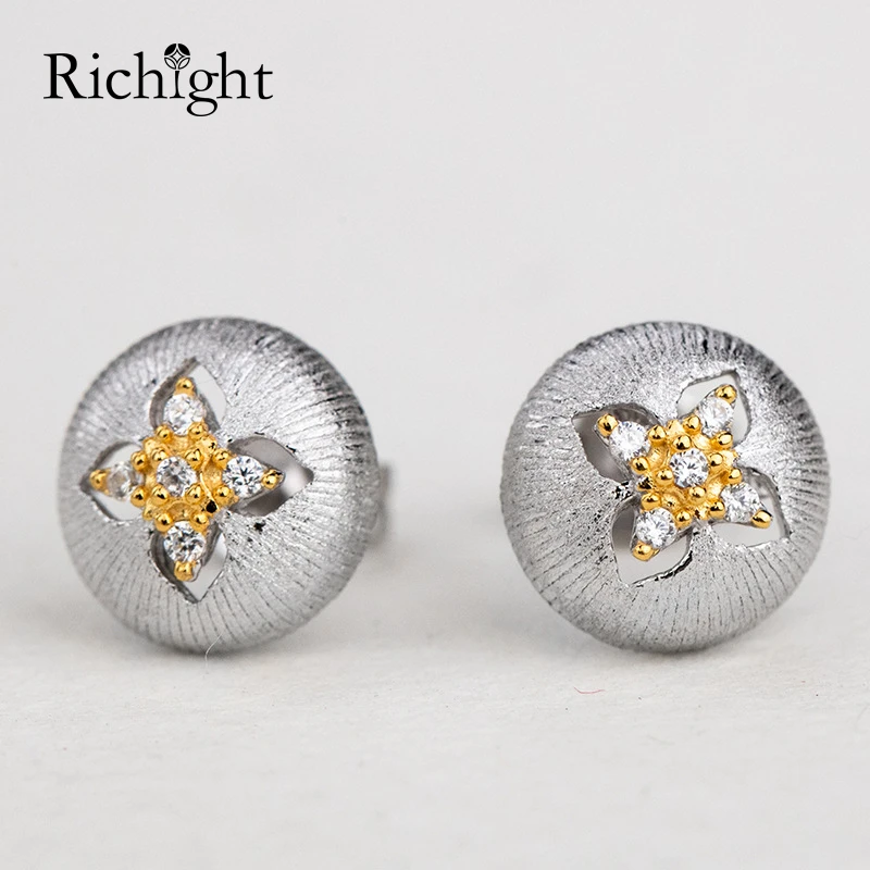 Женские винтажные серьги пусеты круглые из серебра S925 пробы с цирконием|Серьги| |