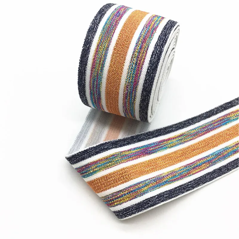 Striped 13 40 мм нейлоновая красочная резиновая резинка полосатые плечевые нижние ремни для тесьма для одежды Швейные DIY аксессуары для одежды 1 метр - Цвет: Striped 13