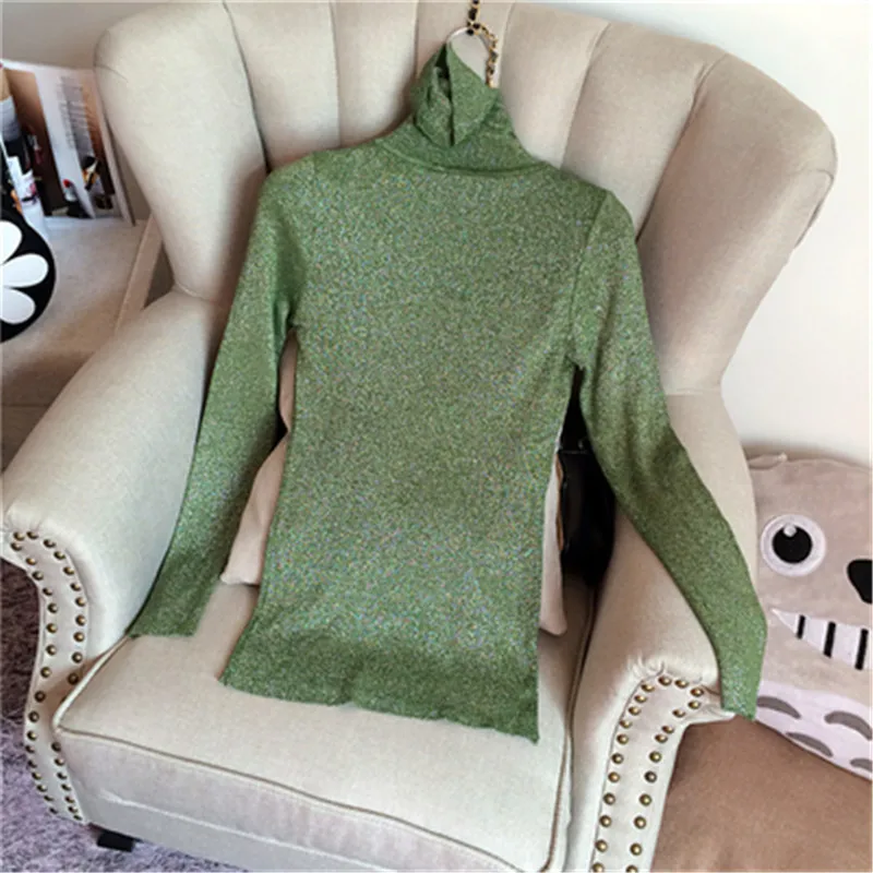 2018 Shiny Sequins Turtleneck Pullovers Women Long Sleeve Sweater Womens Knitted Sweaters Solid Autumn Winter Jumpers Female New | Женская