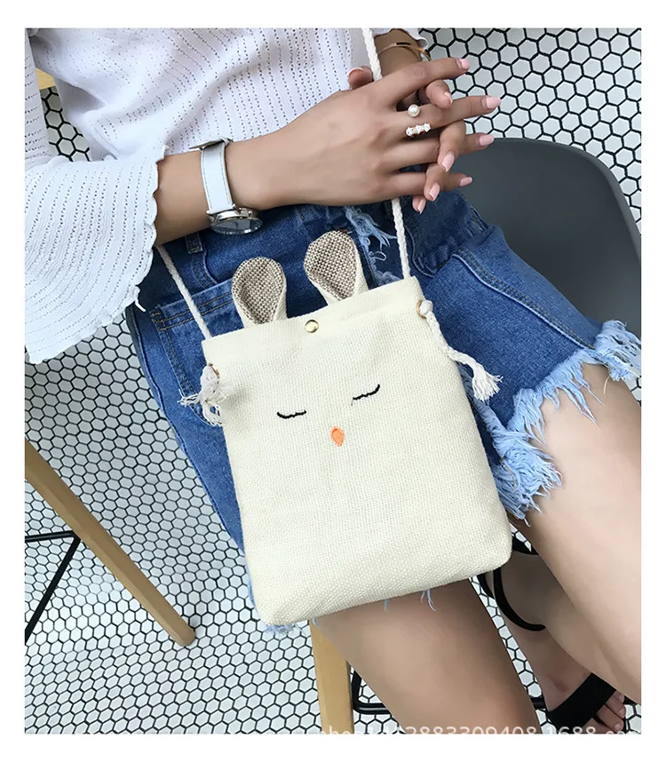 2019 новые модные корейские однотонные сумки через плечо с милым Кроликом
