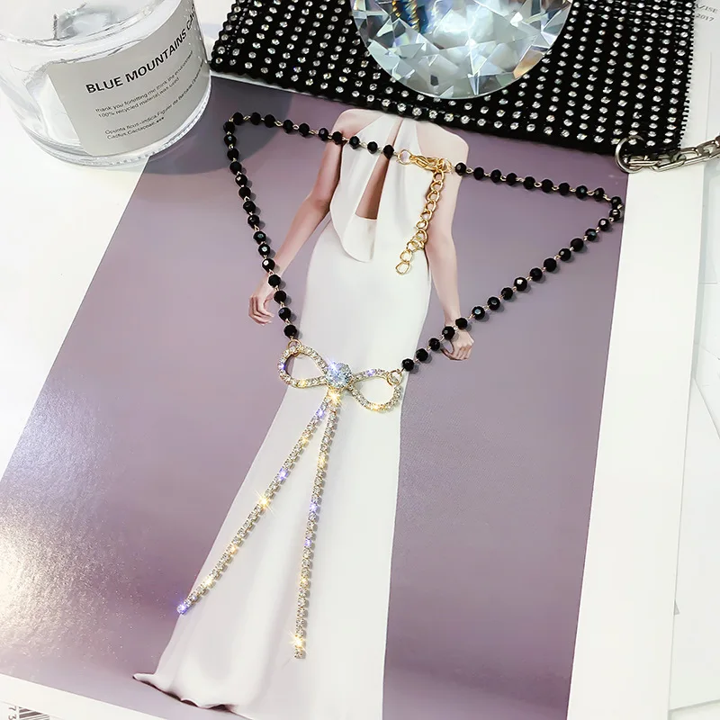 

DREJEW Butterfly Black Gold Crystal Pearl Statement Choker Christmas Necklace for Women Friend Collares Bijoux boho Jewelry N813