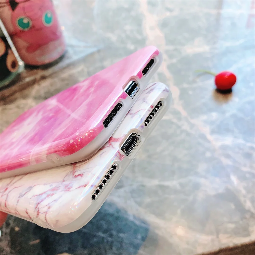 Лазерный чехол под мрамор для iPhone XS Max XR X Цветной силиконовый роскошный защитный