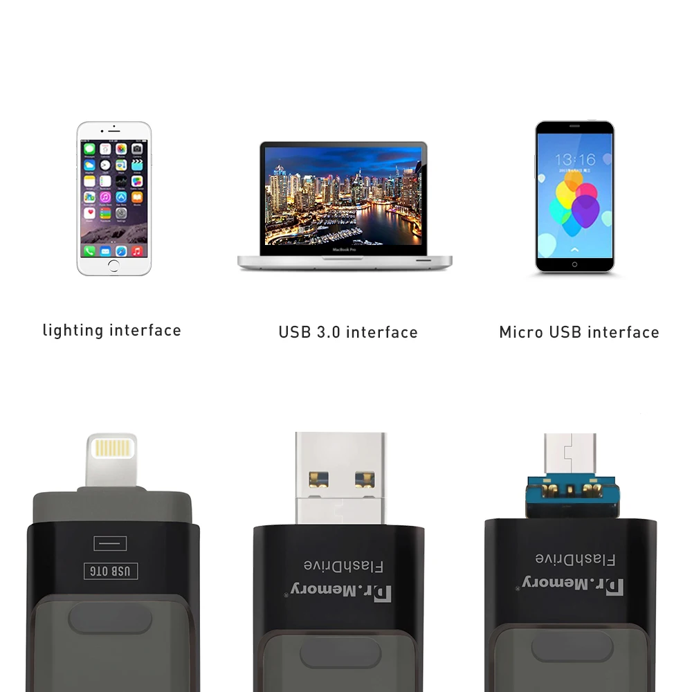 OTG USB флеш накопитель для Iphone 6 7 8 Plus Android мобильный телефон флэш 64 ГБ IOS планшетный