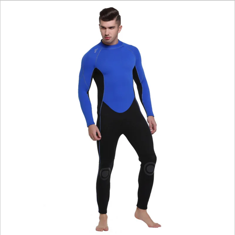 

SBART 3mm Neoprene Mens Fullbody Wetsuits Blue elastic Thermal Snorkeling Surfing Scuba Dive One-piece Long Sleeve Wet Suit