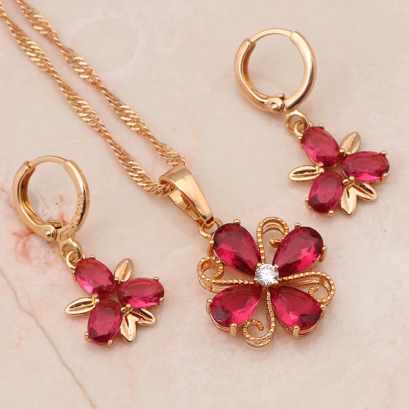Glitering подарок партии товаров золотой тон rose Циркон Ювелирные комплекты с