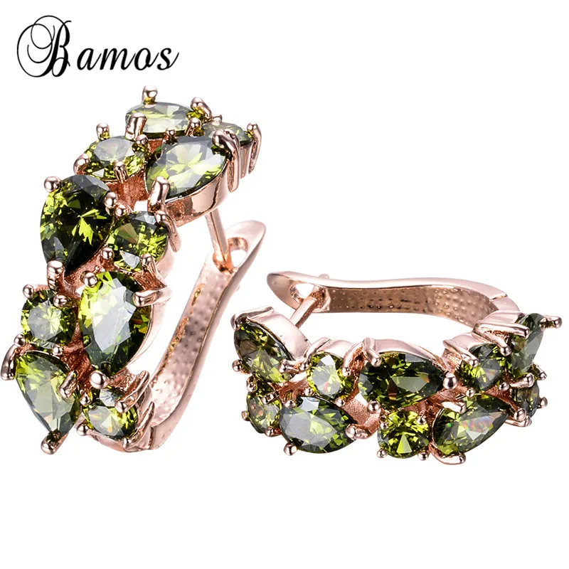 Женские серьги-гвоздики Bamos элегантные серьги из розового золота Оливкового