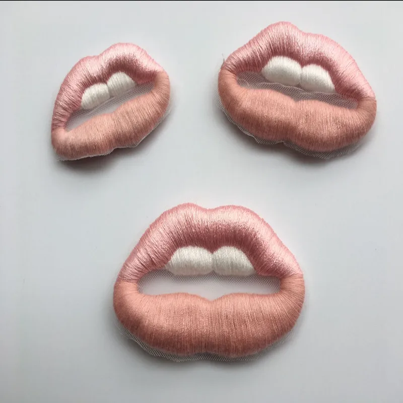 SASKIA 5PcsPink вышивка губ патчи чистая сетка ткань шитье на джинсы одежда аппликация на одежду патч, аксессуары пэчворк Diy