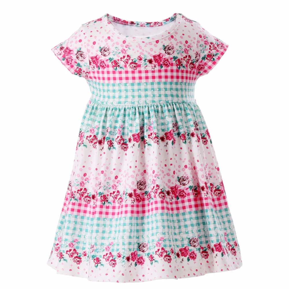 Plaid Flower Girls Dress Elegant Summer Unicorn Costume For Kids Clothing 2018Children Dresses Party Wedding | Детская одежда и