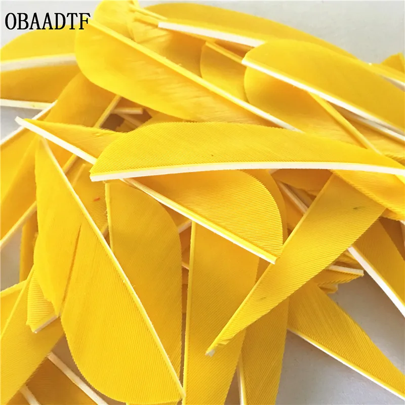 50Pcs 3 inch Water Drop Turkey Feather Colour Yellow High Quality Real Arrow Feathers Vanes Archery | Спорт и развлечения