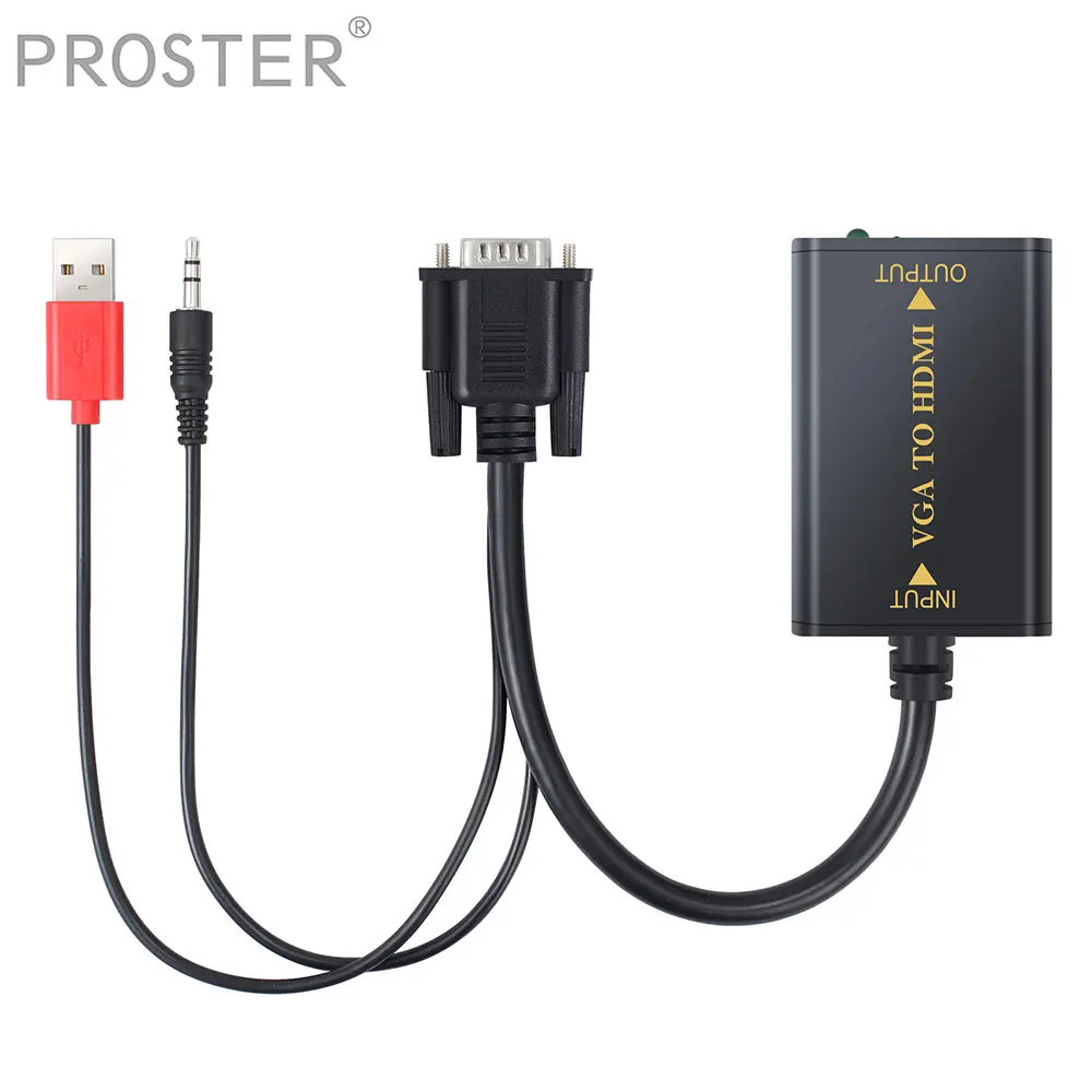 Prozor 1080P VGA к HDMI совместимый конвертер Поддержка 1.3b с 2CH аудио для ПК DVD