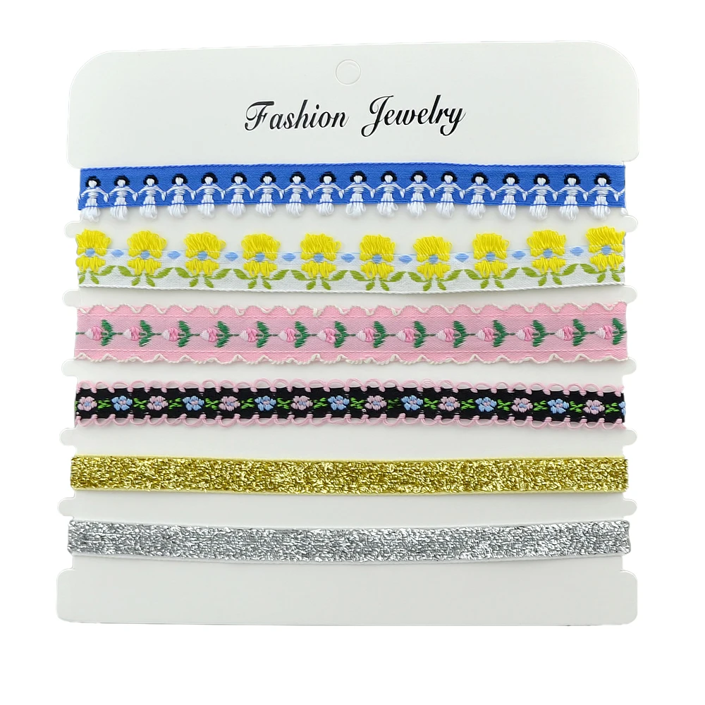 6 шт./компл. милые розовый красочный цветок Кружево Вышивка рисунок узор синий