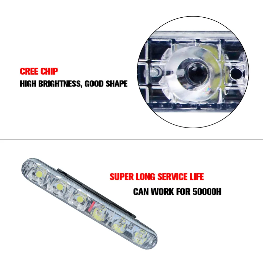 VooVoo LED Daytime Running Light Waterproof Universal DRL Kit Led Auto Driving Work External Fog Lamp 6000K 12V 6 Leds | Автомобили и