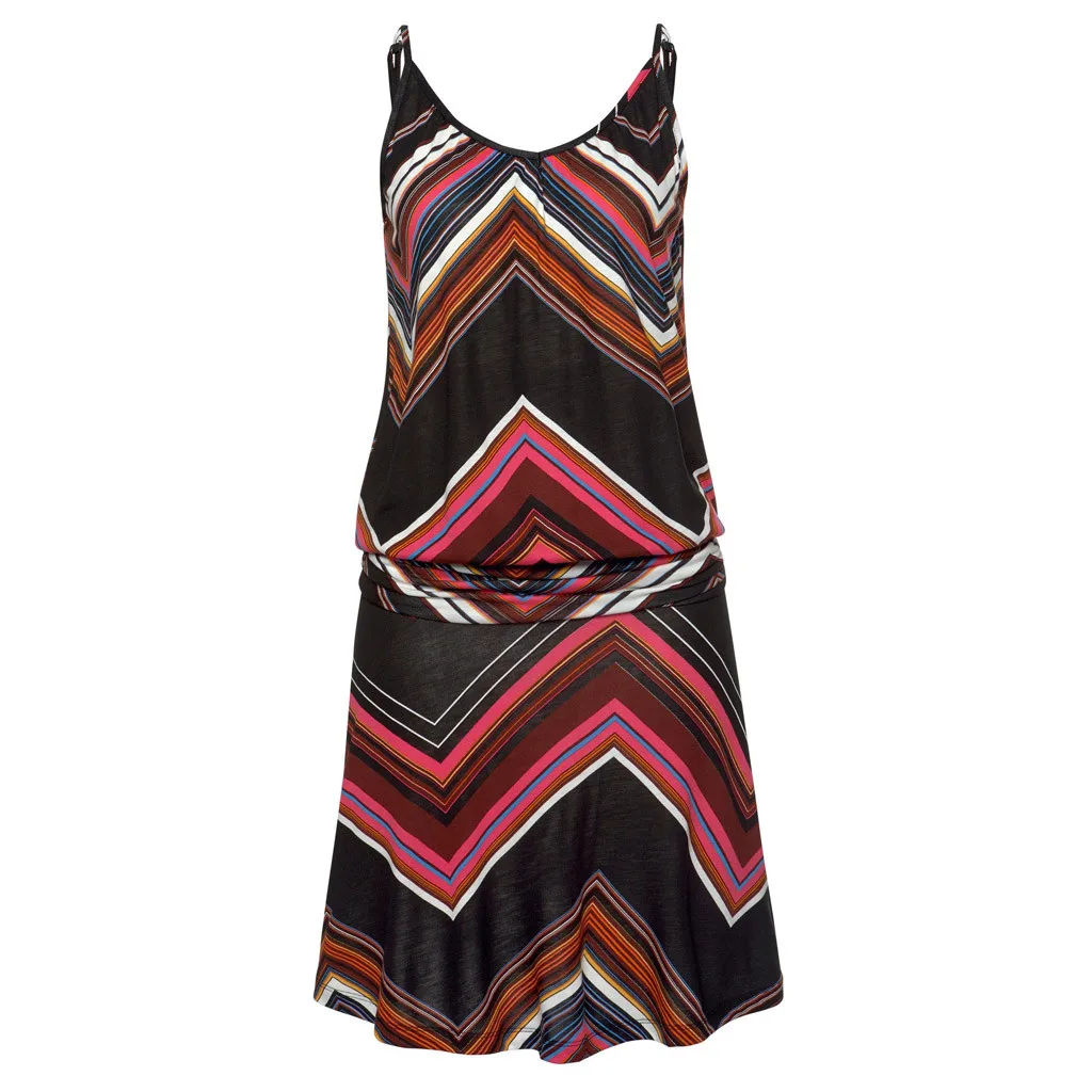 Женское сексуальное летнее платье без рукавов с принтом и круглым вырезом