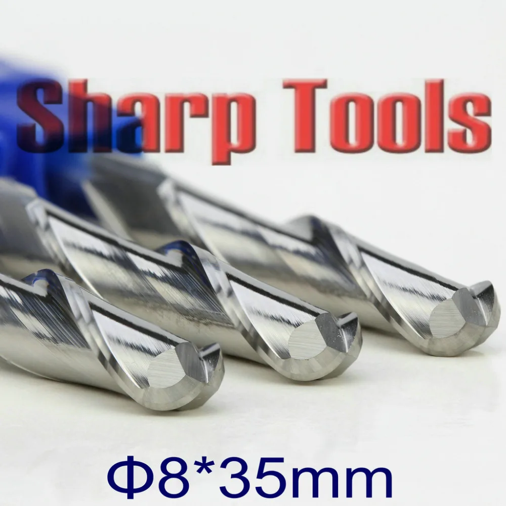 8*35 мм 2 флейты спиральная шаровая Концевая фреза с ЧПУ гравировальные