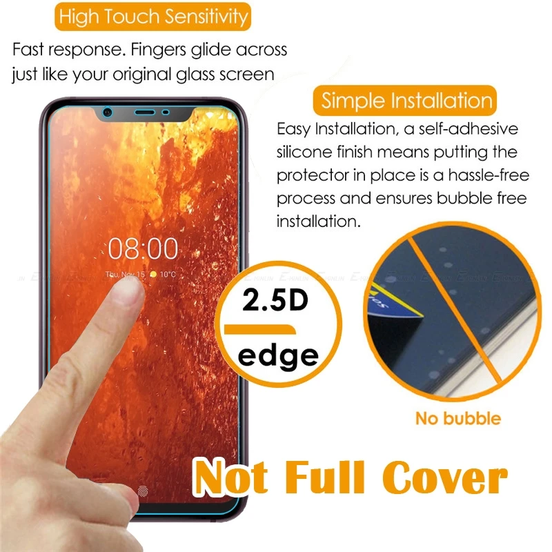 Экран протектор Закаленное Стекло для Nokia 8,1 7,1 6,1 5,1 4,2 3,2 3,1 2,2 2,1 9 PureView 8 7 6 5, версия 1, 2, 3, ремешок плюс защитная пленка