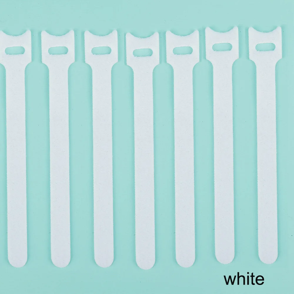 white 20 шт. 1,2X15 см клейкая застежка Ленточные палочки кабельные стяжки крюк и петля крепеж палка Пряжка ремень комплект лента завязывается назад - Цвет: white