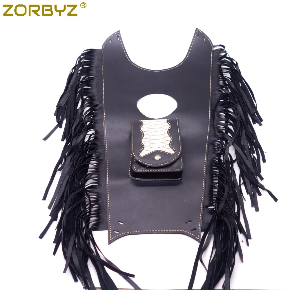 ZORBYZ мотоциклетные черные с бахромой ПУ кожаный бак нагрудник Бензобак сумка