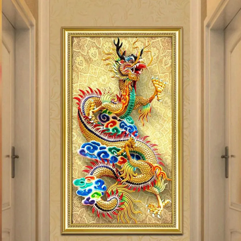 

Diamond Embroidery Mosaic Painting Cross Stitch Full Descents of the Dragon Colorful Dragon DIY 5D/3D Sale Decoration Gift